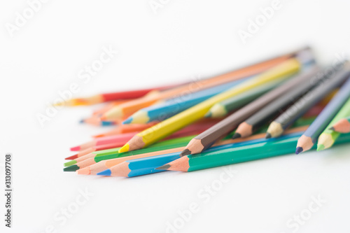  image - school supplies - colorful pencils -  unorganized