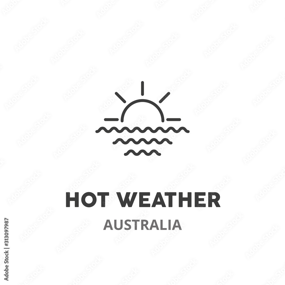 Hot Weather thin line icon. Australian symbol, vector illustration, isolated on white background. .