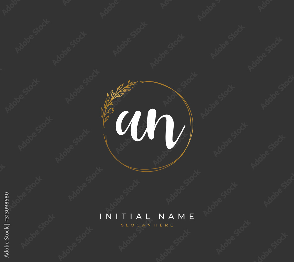 Handwritten letter A N AN for identity and logo. Vector logo template with handwriting and signature style.