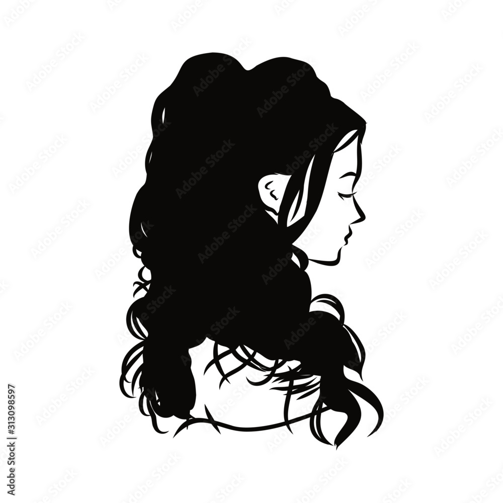 silhouette of girl with long hair silhouette of girl with long hair