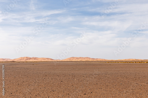 view of Erg Chebbi Dunes, Sahara desert landscape, Morocco