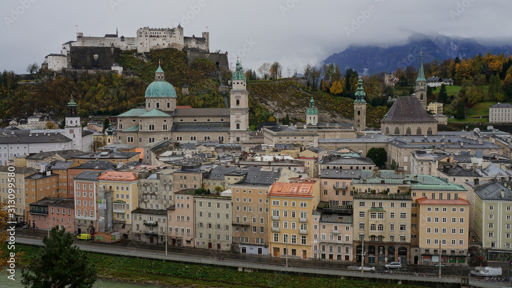 Panoramic view of the Salzburg, Austria, Europe.