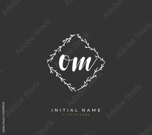 Handwritten letter O M OM for identity and logo. Vector logo template with handwriting and signature style.