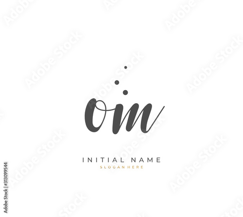 Handwritten letter O M OM for identity and logo. Vector logo template with handwriting and signature style.