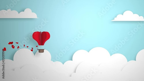 cute valentines day background 3d paper style 
