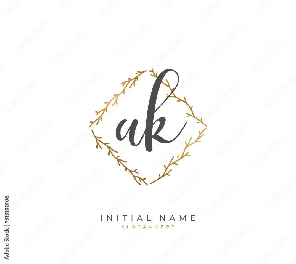 Handwritten letter A K AK for identity and logo. Vector logo template with handwriting and signature style. Handwritten letter A K AK for identity and logo. Vector logo template with handwriting and signature style.