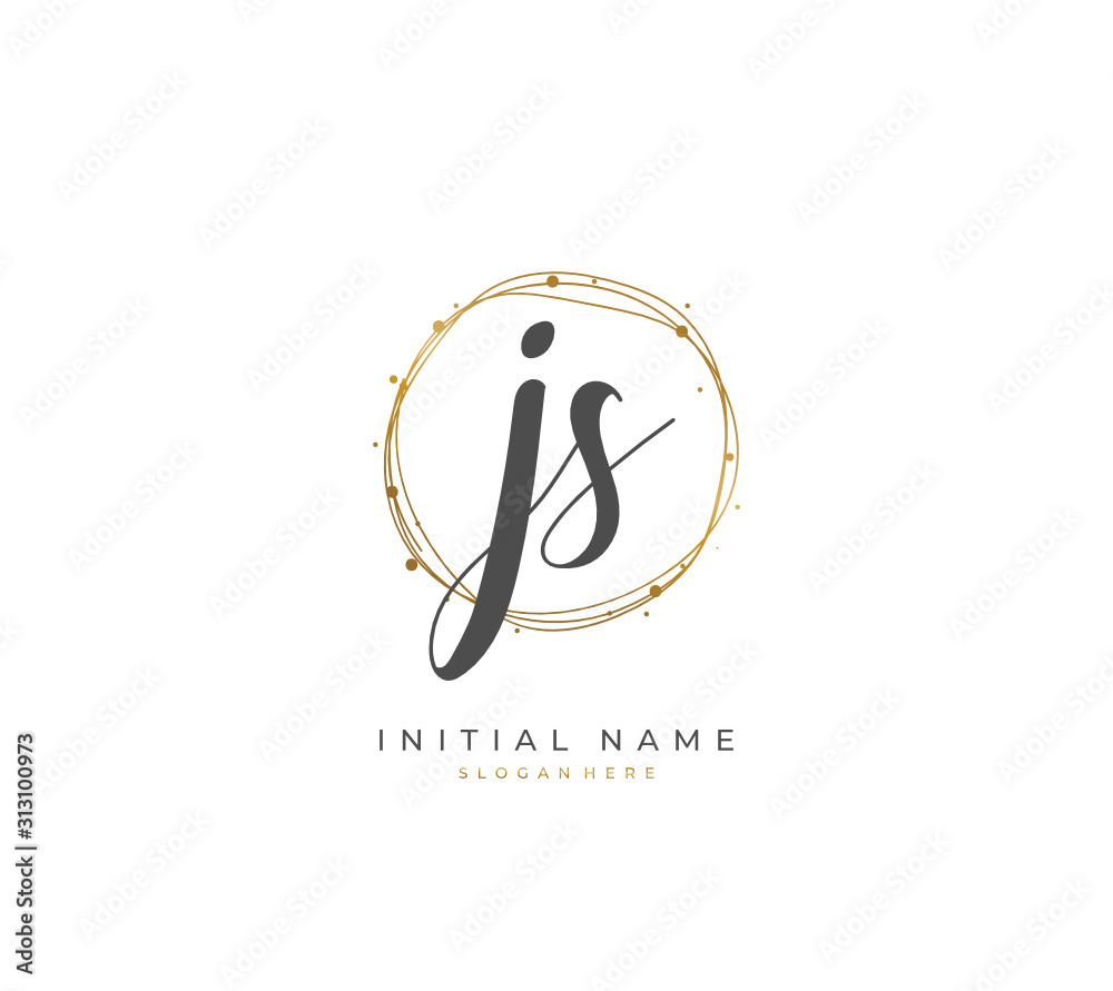 Handwritten letter J S JS for identity and logo. Vector logo template with handwriting and signature style. Handwritten letter J S JS for identity and logo. Vector logo template with handwriting and signature style.