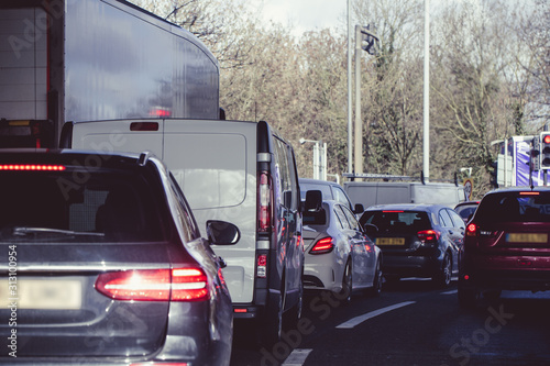 Heavy traffic on a London street