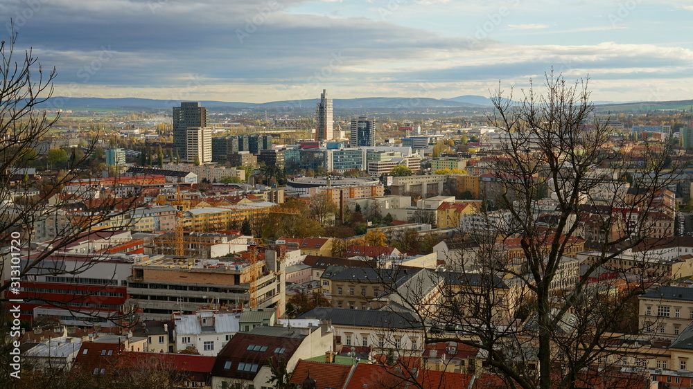 Aerial panoramic view of the Brno city, Czech Republic, East Europe.