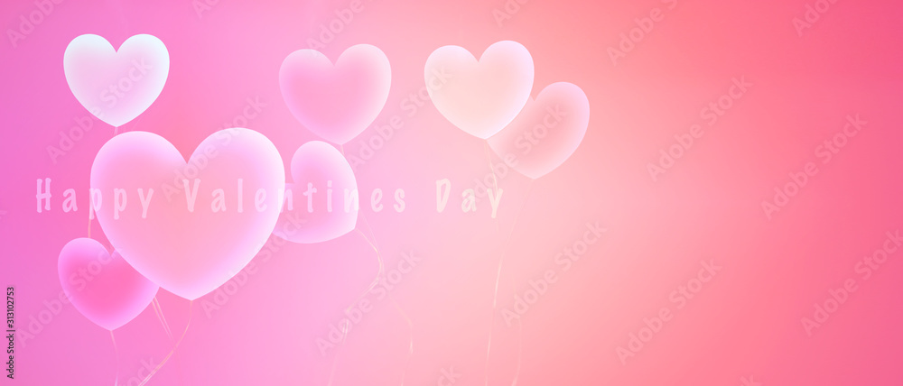 Abstract Glow Soft Hearts for Valentines Day Background Design.Romantic composition with hearts .  for website , posters,ads, coupons, promotional material.