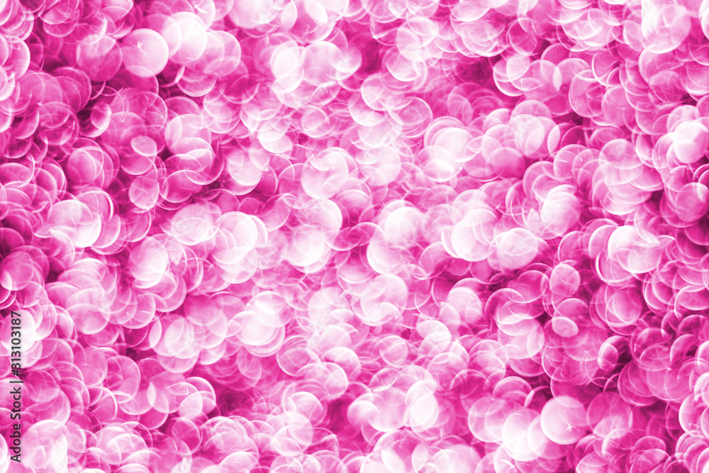 Pink bokeh shiny glitter background. Abstract vibrant color glowing white spots texture for graphic design. Pink bokeh shiny glitter background. Abstract vibrant color glowing white spots texture for graphic design.