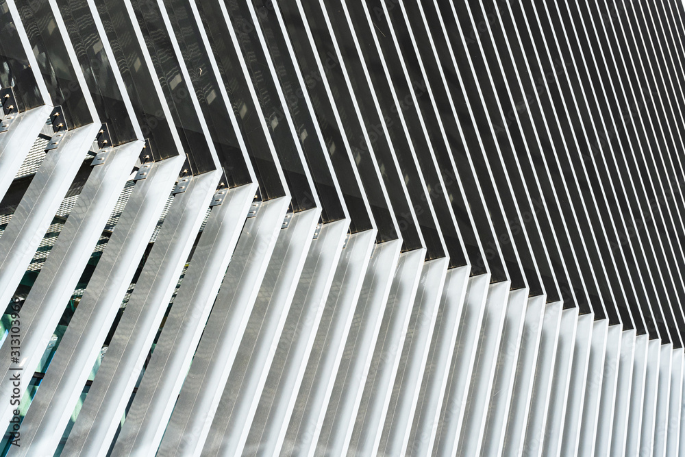 Angled parallel lines on the facade Angled parallel lines on the facade