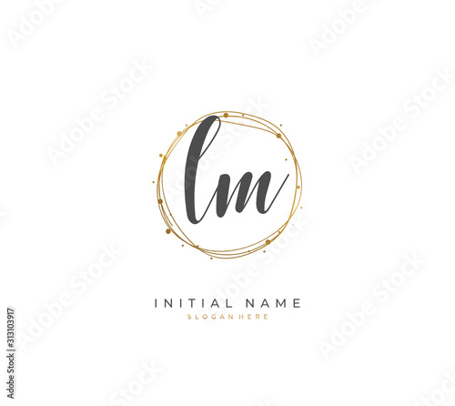 Handwritten letter L M LM for identity and logo. Vector logo template with handwriting and signature style.