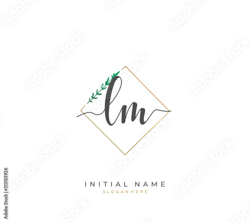 Handwritten letter L M LM for identity and logo. Vector logo template with handwriting and signature style.