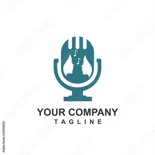 acoustic musicians live concert vector logo and icon