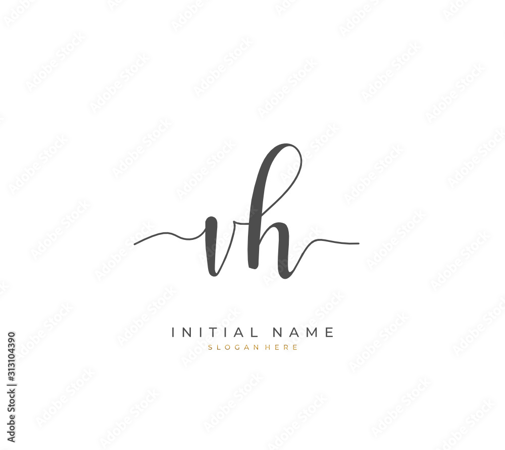 Handwritten letter V H VH for identity and logo. Vector logo template with handwriting and signature style. Handwritten letter V H VH for identity and logo. Vector logo template with handwriting and signature style.