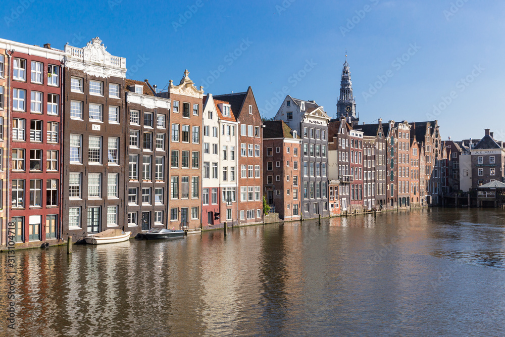 Amsterdam Damrak Leaning Canal Houses