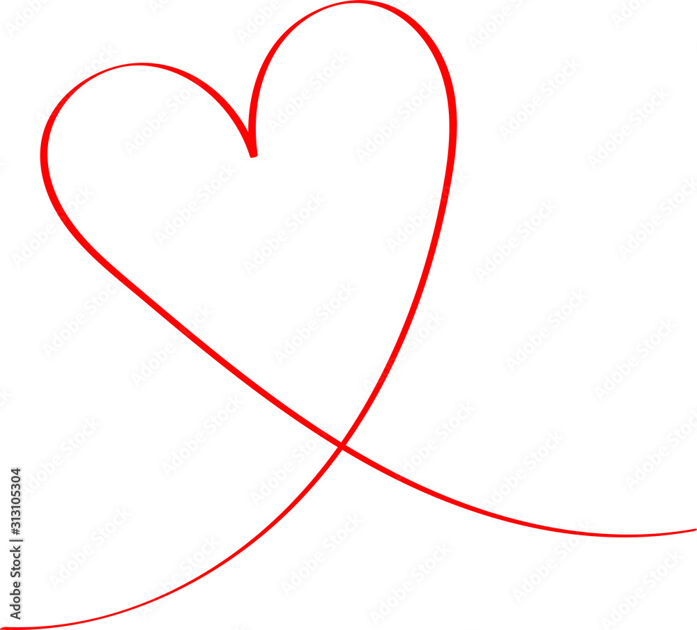 Red heart - outline drawing for an emblem or logo. Template for greeting card for Valentine's Day.