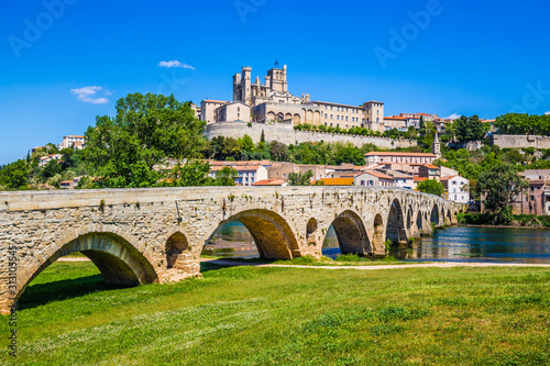 Old Bridge And Cathedral In Beziers, France photo