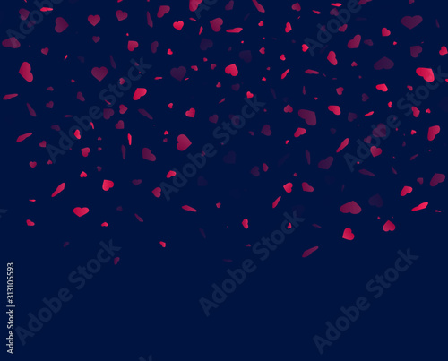 Heart confetti falling down isolated. Valentines day concept. Heart shapes vector illustration