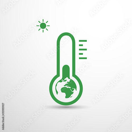 Global Warming, Ecological Problems and Solutions - Thermometer Icon Design Concept