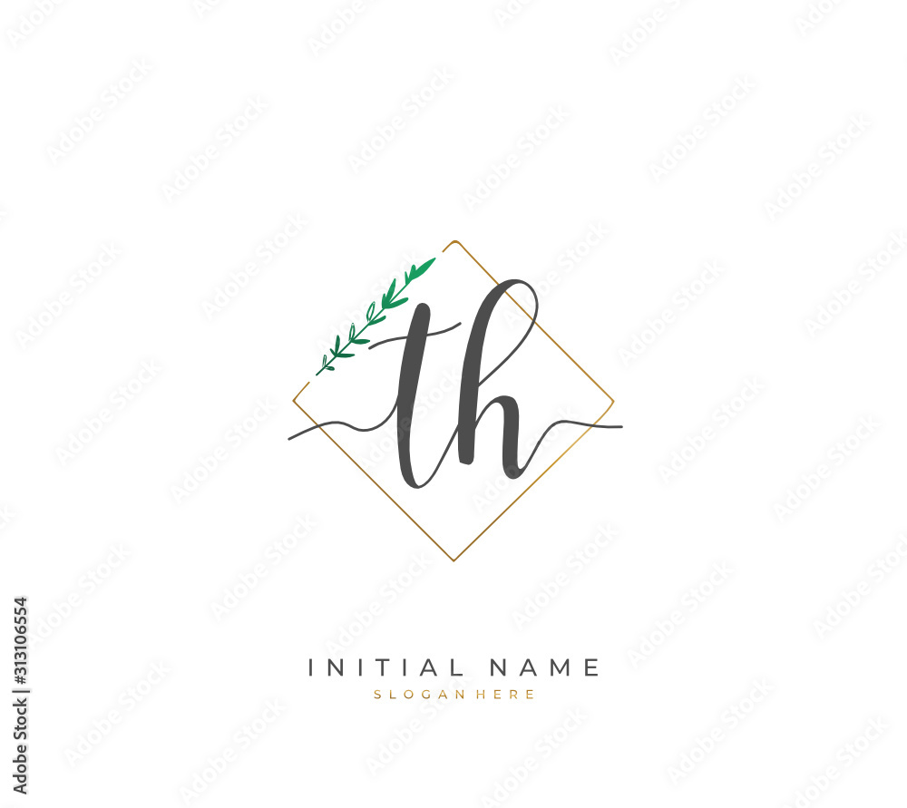 Handwritten letter T H TH for identity and logo. Vector logo template with handwriting and signature style. Handwritten letter T H TH for identity and logo. Vector logo template with handwriting and signature style.