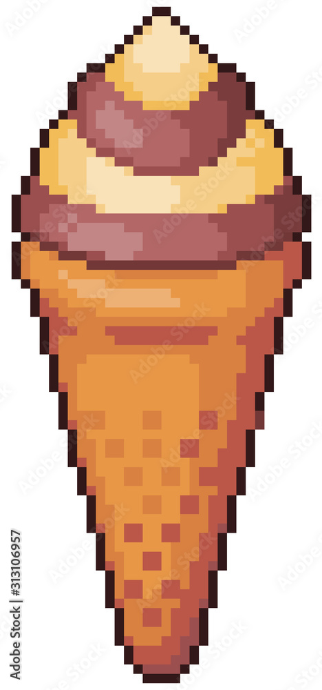 Ice Cream Pixel Art 8 Bit Icecream Vector Illustration Stock