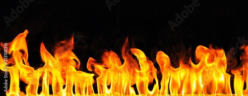 Burning fire on black background