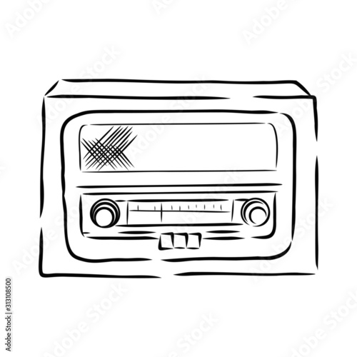 old radio isolated on white background