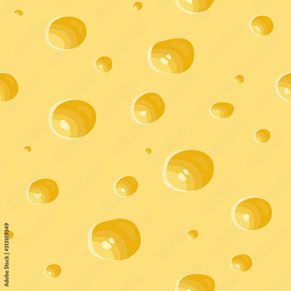 Cheese seamless texture with large holes. Vector illustration
