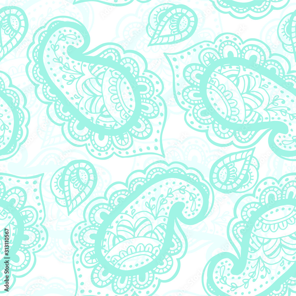 Vector seamless pattern with oriental pattern. Paisley floral pattern. Ideal for textile, paper and gift products.
