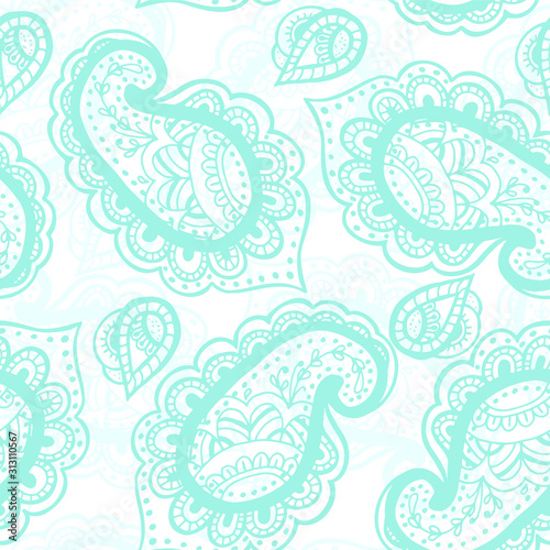 Vector seamless pattern with oriental pattern. Paisley floral pattern. Ideal for textile, paper and gift products.