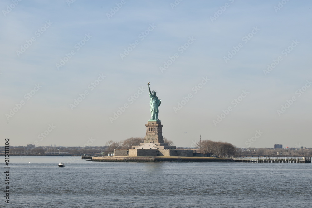 View of Statue of Liberty from ship