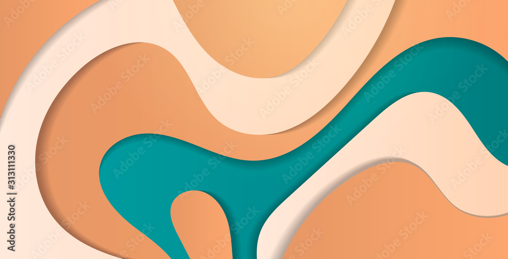 paper cut composition 3d abstract background with colorful waves carving art concept wavy layout for flyer presentation or poster horizontal vector illustration