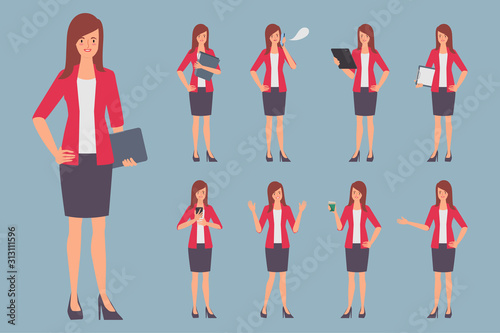 Businesswoman creation character pose in job.
