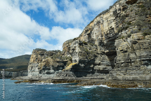 Rock formation on the water, in Tasmania.