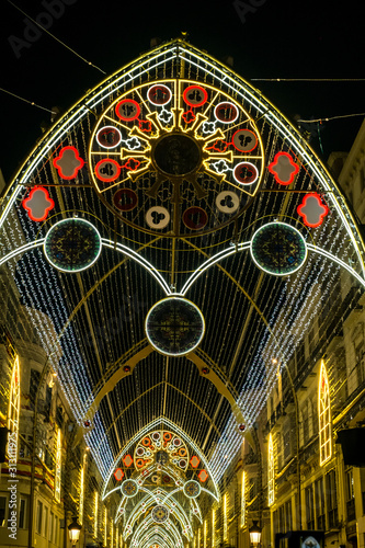 Christmas light show in the centre of Malaga