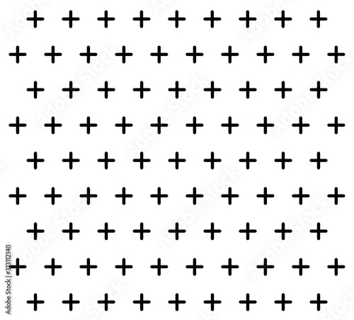black and white fashion prints patterns made with '+' plus sign.seamless geometric monochrome cross pattern.Seamless crosses pattern