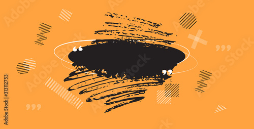 retro empty speech textbox or think banner communication quote template concept sticker design for text talk message or dialog horizontal vector illustration