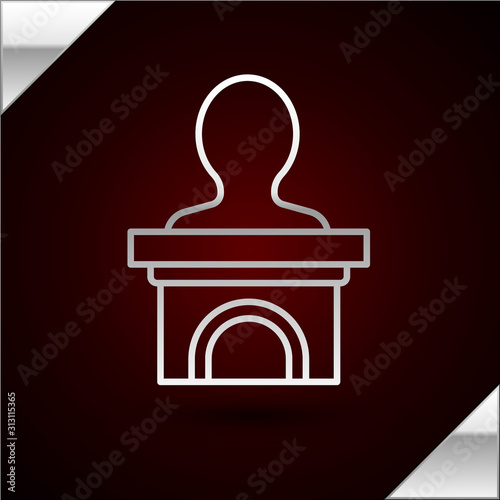 Silver line Stage stand or debate podium rostrum icon isolated on dark red background. Conference speech tribune. Vector Illustration
