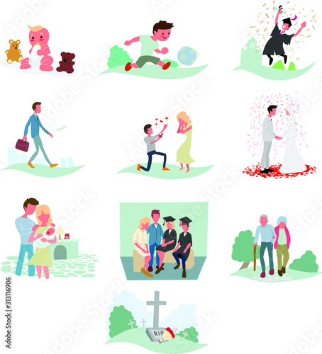 a set of difference stage life story in vector