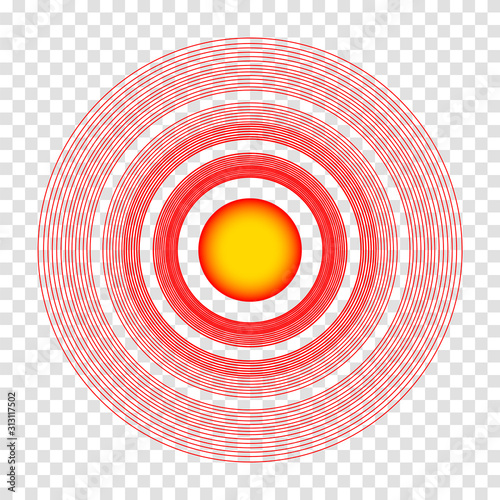Pain circles, red rings. 