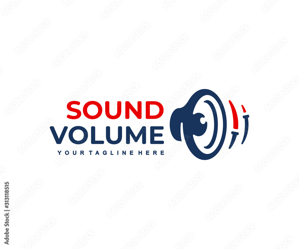 Subwoofer logo design. Audio speaker with sound volume adjustment vector  design. Sound column logotype Stock Vector | Adobe Stock