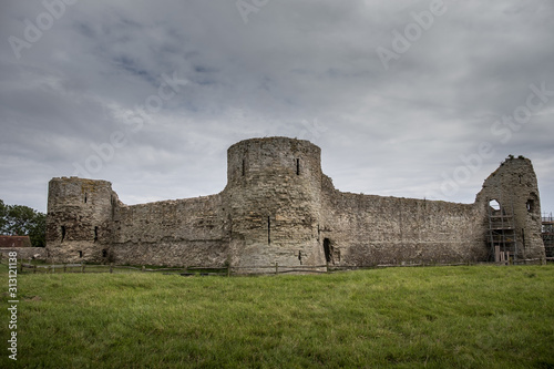 Exterior of Pevensey castle, a former Roman Saxon shore fort, Eastbourne, East Sussex photo