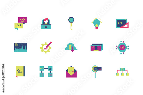 Isolated website code icon set vector design