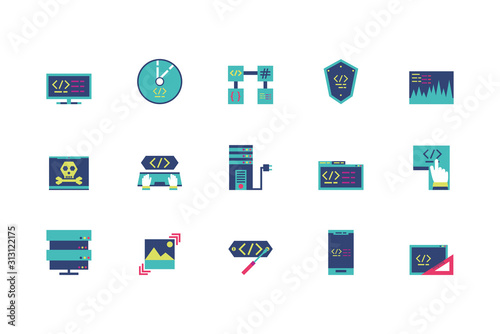 Isolated website code icon set vector design