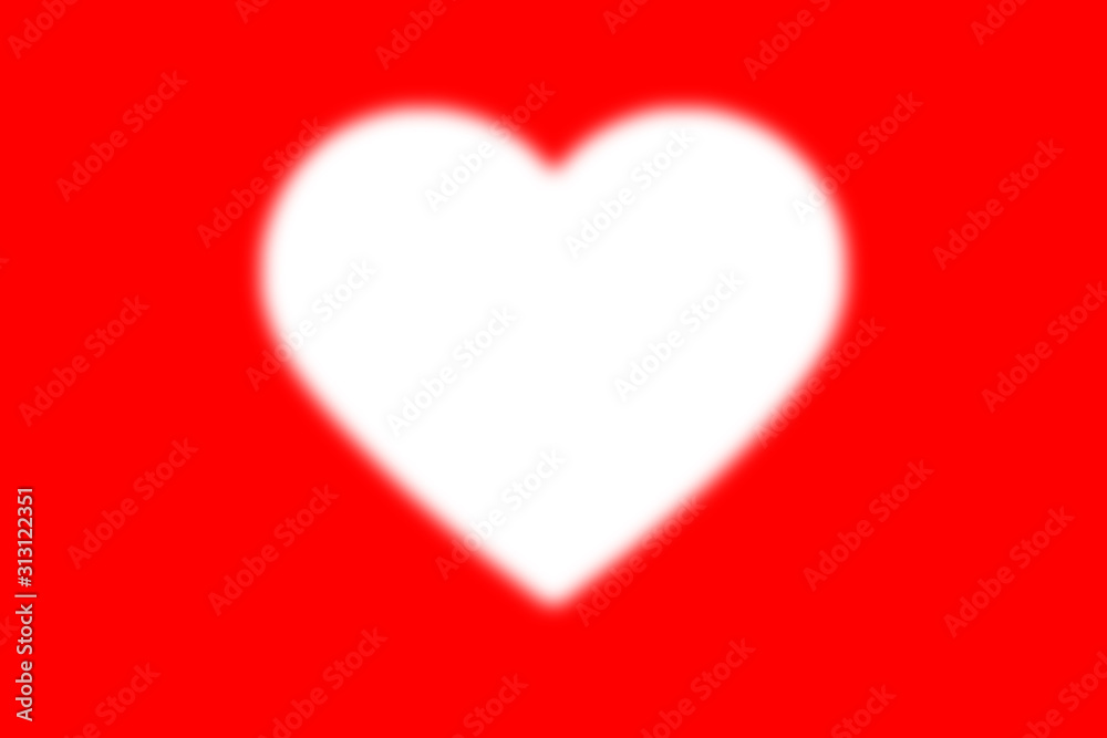 Heart, Symbol of Love and Valentine's Day. Soft white Icon Isolated on red Background. illustration.