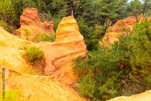 Unique red and orange hills in the province of Languedoc - Roussillon, France