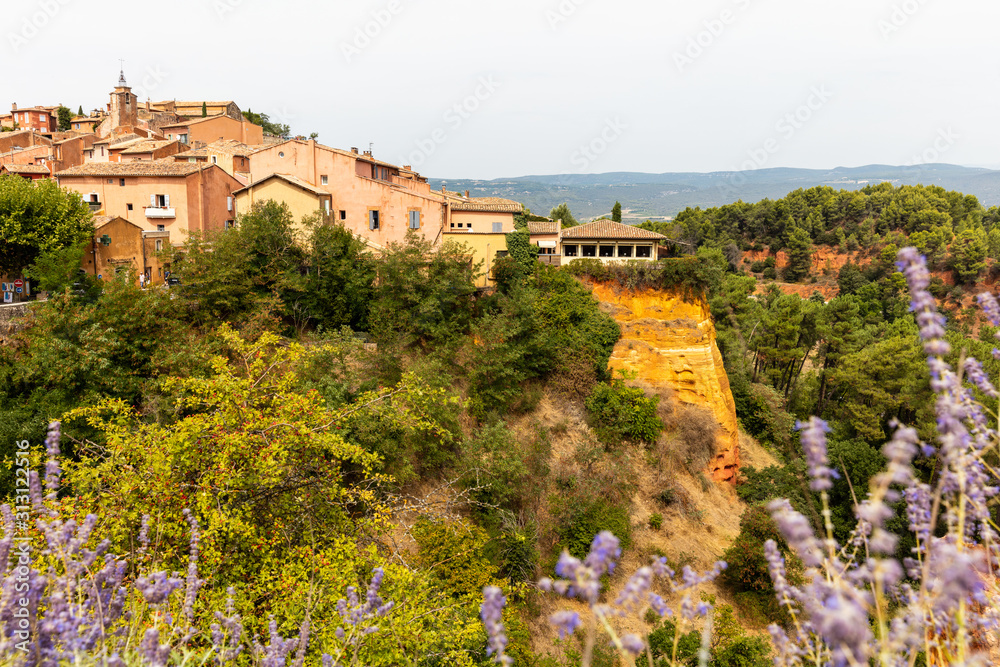 Unique red and orange hills in the province of Languedoc - Roussillon, France
