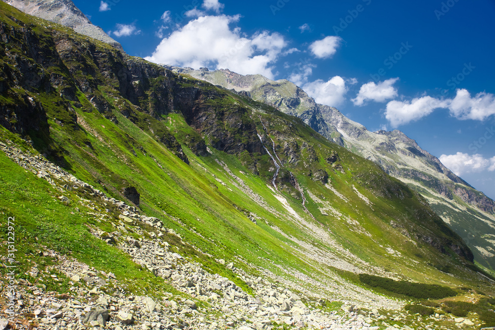 mountain with green slope mountain with green slope
